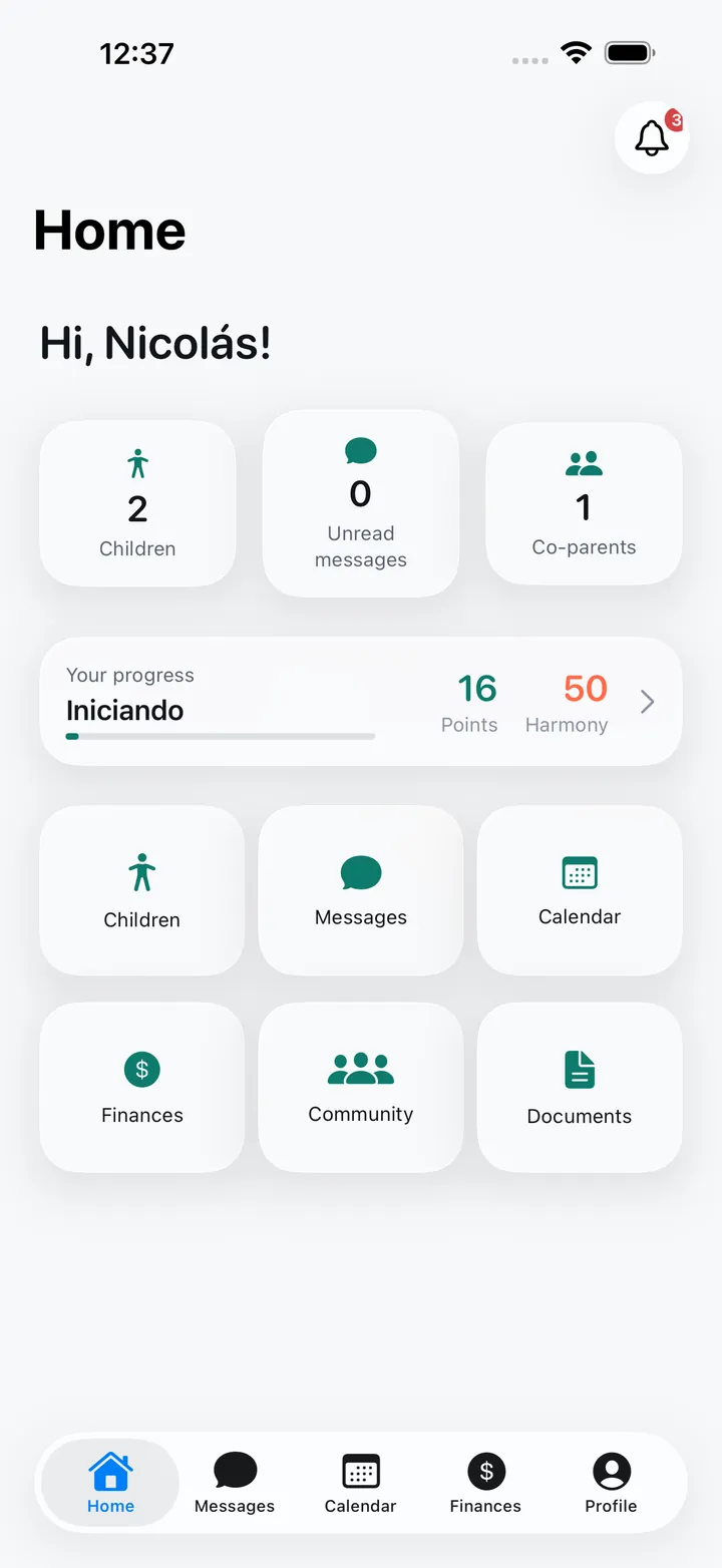 Family Bridge app home screen